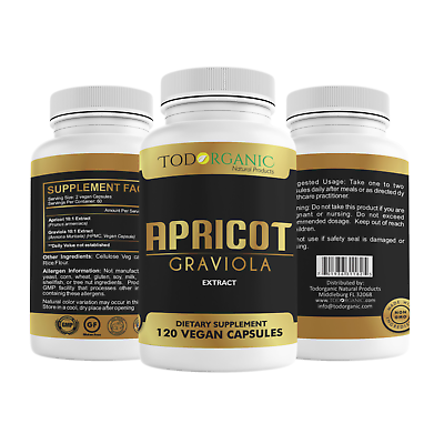 #ad Apricot Kernel Seeds Powder B17 Vitamin 1000mg Purest Available with Soursop Cap $17.09