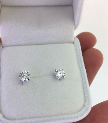 #ad Diamond Stud Earrings Round Brilliant E VS2 1CT Grown Lab Created 14K White Gold $499.99