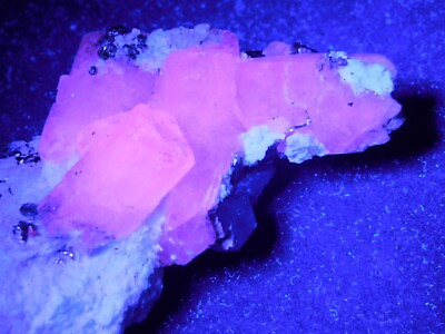 #ad FLUORESCENT Calcite Crystal Cluster with Pyrite Crystals Peru 83.6gr $15.99