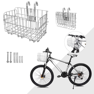 #ad Folding Front Rear Bike Basket Wire Mesh Fold Up Detchable Front Basket 1 Pcs $18.49