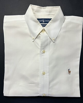 #ad Ralph Lauren Yarmouth Cotton Oxford Men’s Button Up Shirt M 15.5 34 White $19.99