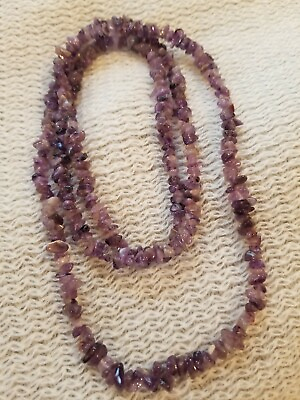#ad NATURAL AMETHYST CRYSTAL CHIP NECKLACE BEAD 36quot; Fashion Statement Healing Reiki $11.15