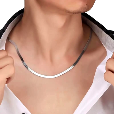 #ad Unisex Silver Plated Stainless Steel Necklace Durable Trendy Chain Accessory Men $12.98
