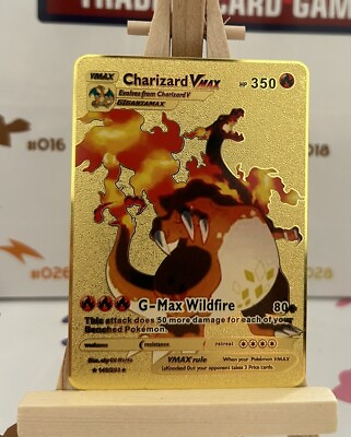 #ad Pokemon Gold Metal Card Charizard V Fun Art Card Best Gift Pokemon Collectors GBP 9.80