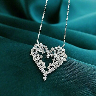#ad 1.20Ct Round Cut Diamond Heart Shape Pendant 14K White Gold Finish 18quot;Free Chain $32.34