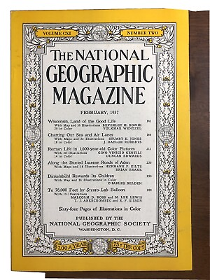 #ad National Geographic Magazine February 1957 Wisconsin Roman Life Roads of Aden $9.89