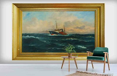 #ad 3D Boat Sea Window Painting Art Wallpaper Wall Murals Removable Wallpaper 354 AU $249.99