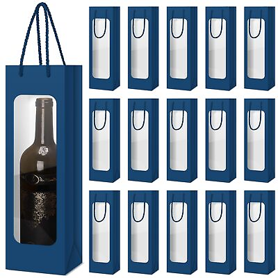 #ad 24 Pcs Wine Bottles Gift Bags with Clear Window and Handles for Birthday Wedding $34.95