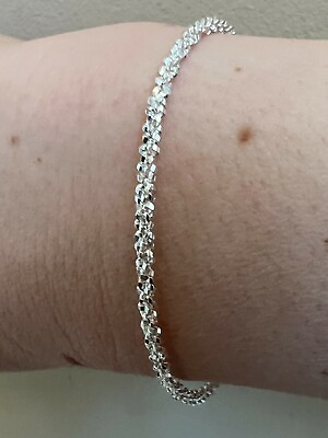 #ad Real Solid 925 Sterling Silver Diamond Cut 3mm Sparkle Rope Bracelet 6 8.5quot; Long $24.46