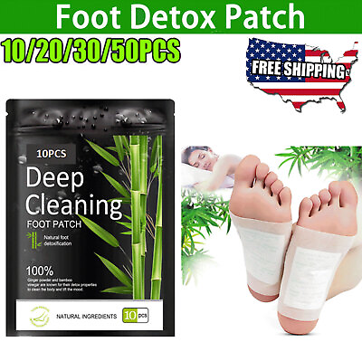 #ad 10 50pcs Foot Detox Patches Pads Toxins Deep Cleansing Herbal Organic Slimming $11.39