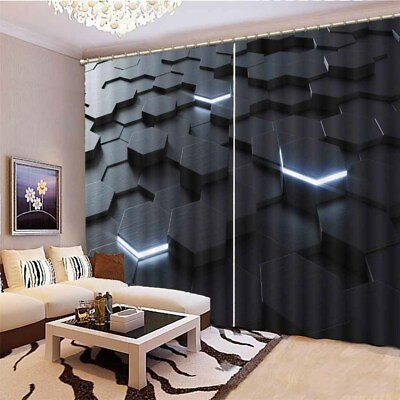 #ad Great Hexagons Change 3D Blockout Photo Print Curtain Fabric Curtains Window AU $327.00