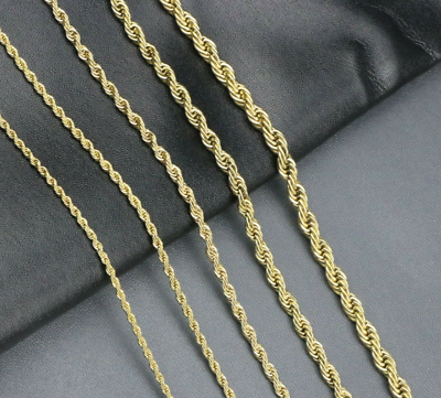 Stainless Steel Twisted Rope Chain Gold Plated Necklace Men Women $10.00