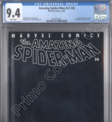 #ad PRIMO: AMAZING SPIDER MAN #36 9 11 WTC 2001 Marvel comics CGC 9.4 NM $94.95