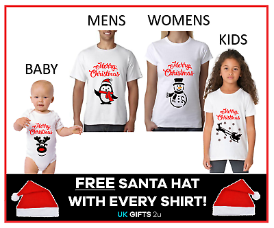 #ad #ad Personalised Christmas Xmas T Shirt FREE HAT Family Set Kids Mens Women Children GBP 7.95
