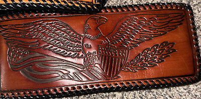 #ad USA EAGLE LEATHER TOOLED WALLET MADE IN THE USA VINTAGE WALLET $40.00