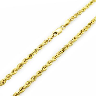 #ad 14k Yellow Gold 3mm Diamond Cut Rope Chain Italian Link Pendant Necklace 20quot; $373.05