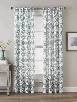 #ad CHF Lotus Harmony 40quot; x 84quot; Geometric Print Curtain Panel Seafoam $12.99