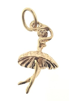 #ad Small Ballet Ballerina Charm Pendant Diamonds Eyes 14K Yellow Gold $299.99