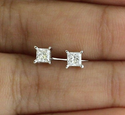 #ad 2CT Princess Cut Lab Created Diamond Women#x27;s Stud Earring 14K White Gold Over $33.74
