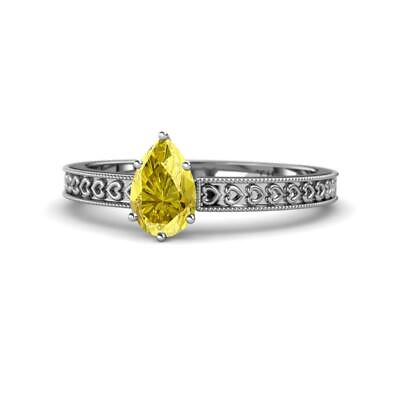 #ad Pear Cut Yellow Sapphire Solitaire Engagement Ring 0.79 ct 14K Gold JP:146941 $648.85