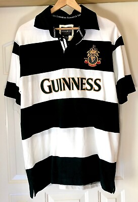 #ad Guinness Beer Ireland Rugby Shirt Polo Mens Dark Green amp; White New Tags XL 42 44 $28.88