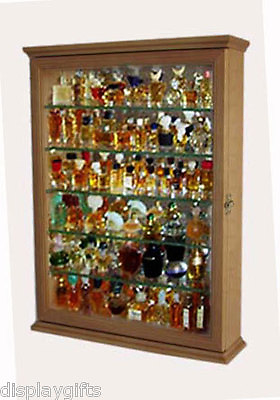 #ad #ad Miniature Perfume Bottle Display Case Cabinet Oak $99.95