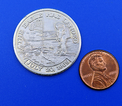 #ad #ad NASA Coin Medallion vtg * FLOWN Metal * APOLLO 11 #x27;69 Manned Flight Awareness $29.89