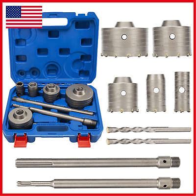 #ad 9Pcs Concrete Hole Saw Drill Bit With Shank 30mm 40mm 65mm 80mm 100mm Hole $54.80
