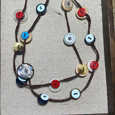 #ad Handmade Button Necklace vintage and modern buttons reuse recycle repurposed $7.00