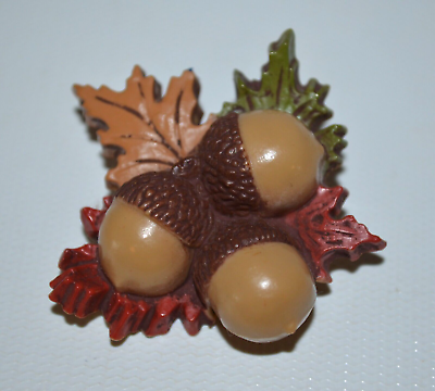 #ad Vintage Hallmark Fall Acorn And Oak Leaf Cluster Pin Brooch $17.99