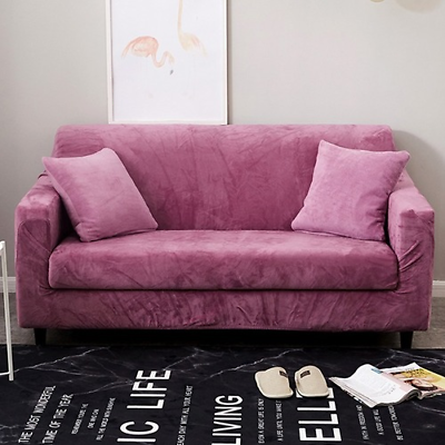 #ad Plush Sofa Cover 1 2 3 4 Seat Slipcover Couch Case Sofa Covers Stretch Elastic AU $127.31