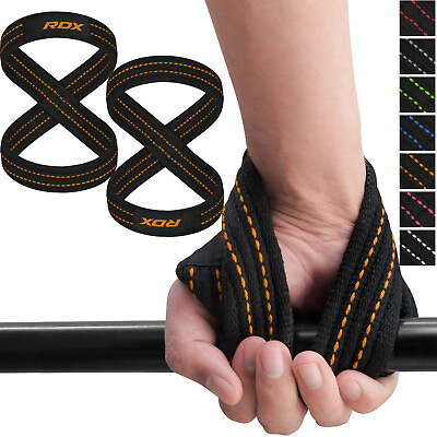 #ad RDX Weight Lifting Straps Figure 8 Anti Slip Strap with cuffs wrist Support $16.99