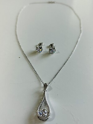 #ad Silver Necklace 18” With Matching Earrings $15.00