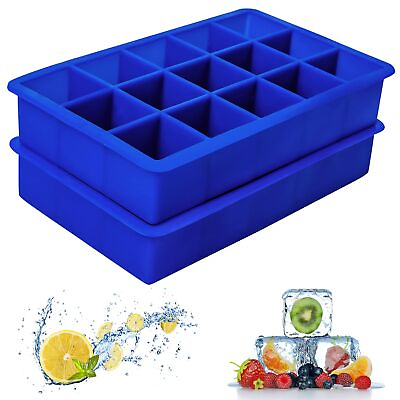 #ad 2 Pack Silicone Ice Cube Tray Ice Cube Trays Molds Large Ice Cube Tray $13.20