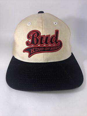 #ad VTG Bud King Of Beers Snapback Hat Cap Tan $11.04
