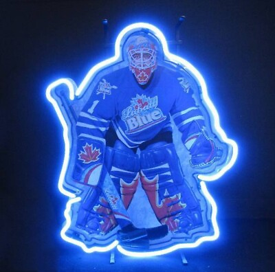 New Labatt Blue Hockey Goalie Neon Light Lamp Sign 14quot;x14quot; Beer Gift Bar Decor $85.79