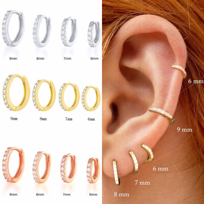 #ad Fashion 925 SilverGoldRose Gold Hoop Earring Cubic Zircon Jewelry Women C $2.76