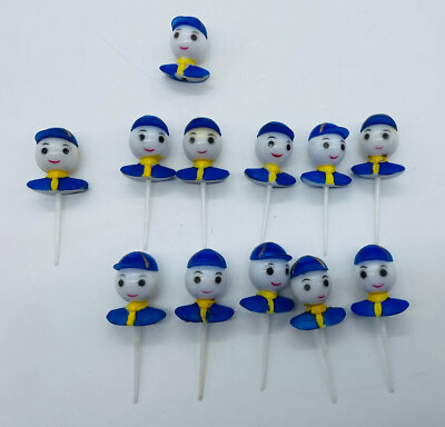 #ad Vintage Cake Cupcake Toppers Decorations Birthday Boy Scout Ball Player Blue Hat $18.99