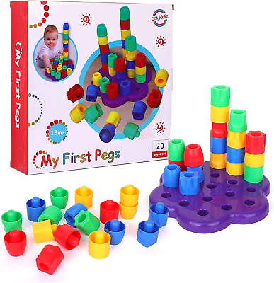 #ad My First Pegs Playset Large Colored and Fun Shape Stacker Plastic Pegs Baby $29.07