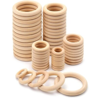 #ad Unfinished Solid Natural Wood Rings for Macrame DIY Crafts Wood Hoops Ornaments $5.99