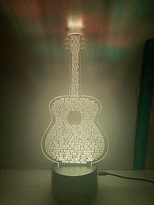 #ad MARGARITAVILLE Jimmy Buffet Acrylic Guitar With Lyrics Multi Colored LED Lamp $37.50