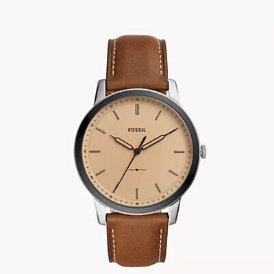 #ad NEW AUTHENTIC FOSSIL SILVER BROWN LEATHER MEN#x27;S FS5619 WATCH $63.49