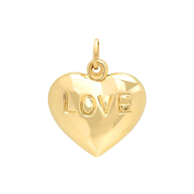 #ad 14K Yellow Gold Love Puff Heart Charm Pendant Gift For Her Girlfriend $82.99