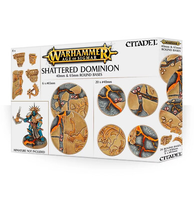#ad CITADEL WARHAMMER AGE OF SIGMAR: SHATTERED DOMINION 40mm amp; 65mm ROUND BASES $34.00
