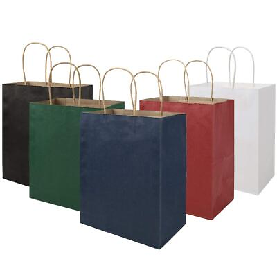 #ad 100 Pack Multicolour Medium Gift Bags with Handles Bulk 8x4.75x10 inch White... $42.95