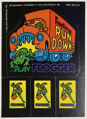 #ad Game City 1983 Topps Sega Frogger Sticker Featuring Run Down Play $3.99
