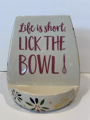 #ad Temp tations by Tara Classic Life is Short Lick the Bowl Tablet Utensil Holder $24.99