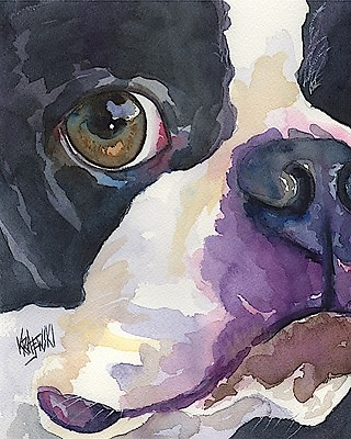 #ad Boston Terrier Art Print from Painting Home Wall Decor Gifts Picture 8x10 $19.50