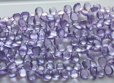 #ad 7x10mm To 8x11mm Amethyst Color Coated Crystal Quartz Faceted Pear Bead Purple $42.93