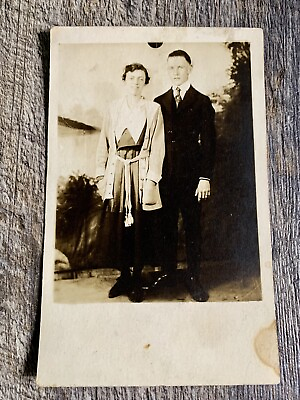 #ad VTG RPPC Post Card “Pretty Woman And Good Looking Man Posing For A Photograph” $4.50